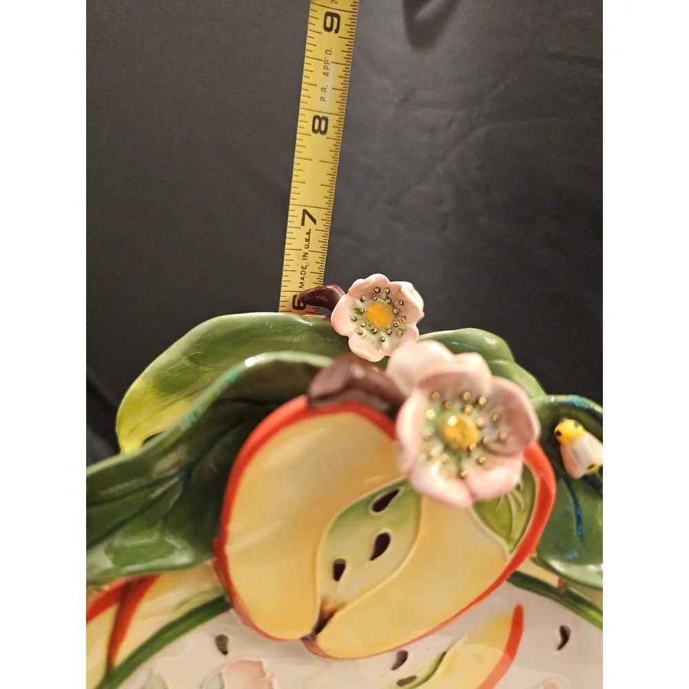 Vintage Blue Sky Ceramic J Mccall‎ Napkin Holder caddy Flowers Ladybug 2004 READ